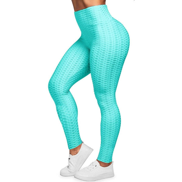 Slimming effect anti cellulite turquoise push-up leggings