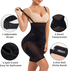 Women's Tummy Control High Waisted Shapewear Shorts with Straps