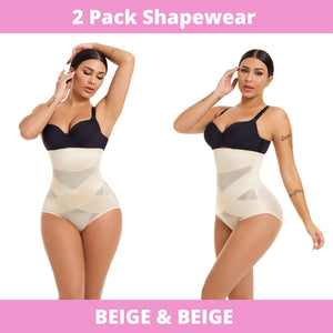 2 Pack Body Shaping Briefs, High Waist Tummy Control Panties, Women  Shapewears(Beige/S) 