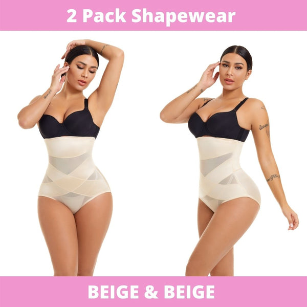 Slimming Tummy Control Shaping Briefs (Beige) Large