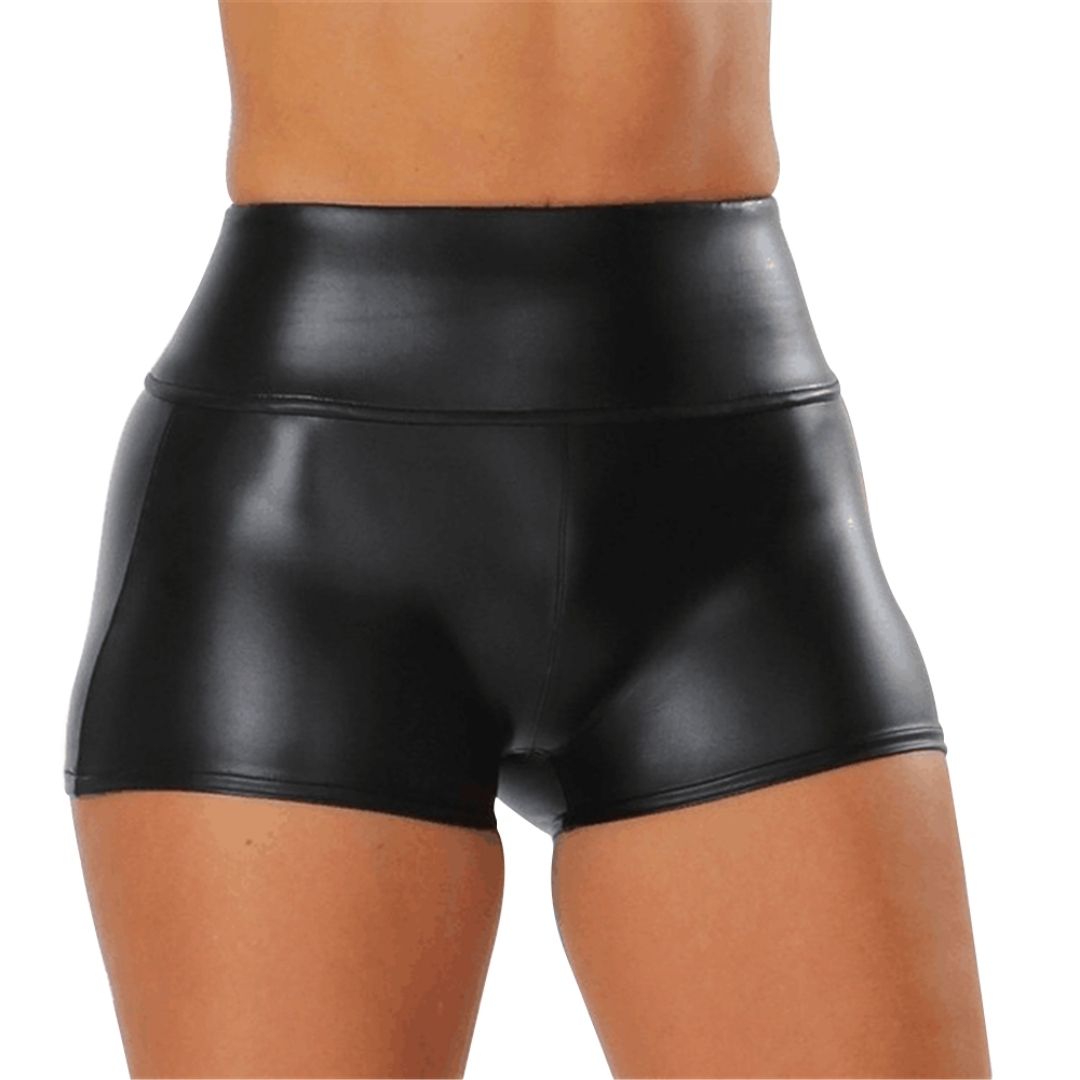 Black Faux Patent Leather Shorts