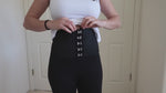 Load and play video in Gallery viewer, Black Lace up High Waist Leggings
